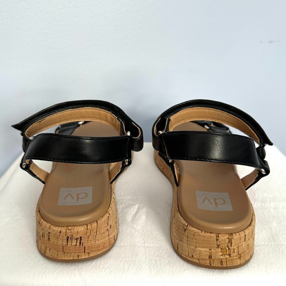 DV Dolce Vita Women’s Saedey Velcro Cork Platform Sandals 8 Black Adjustable - Picture 5 of 9